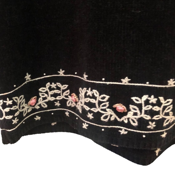 KORET Vintage Black Fleece Vest Embroidered Floral - Picture 4 of 7